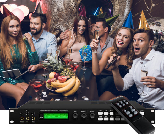 Vang số karaoke X5, Hiệu ứng âm thanh chuyên nghiệp hấp dẫn, mượt mà, công nghệ xử lý âm thanh thông minh, chống hú rít cho micro