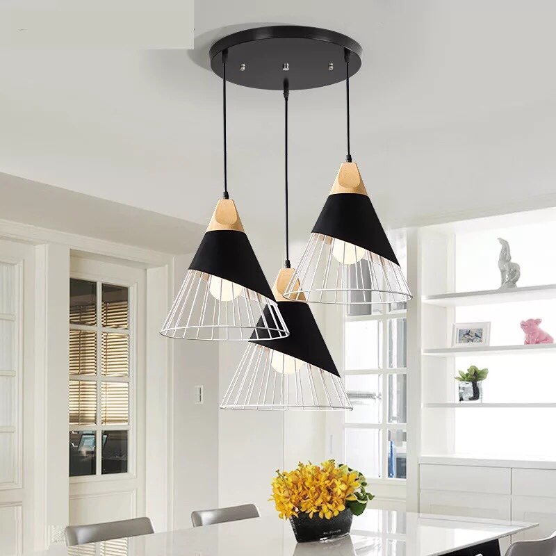 Bộ đèn thả 3 chao phi 250 hình nón