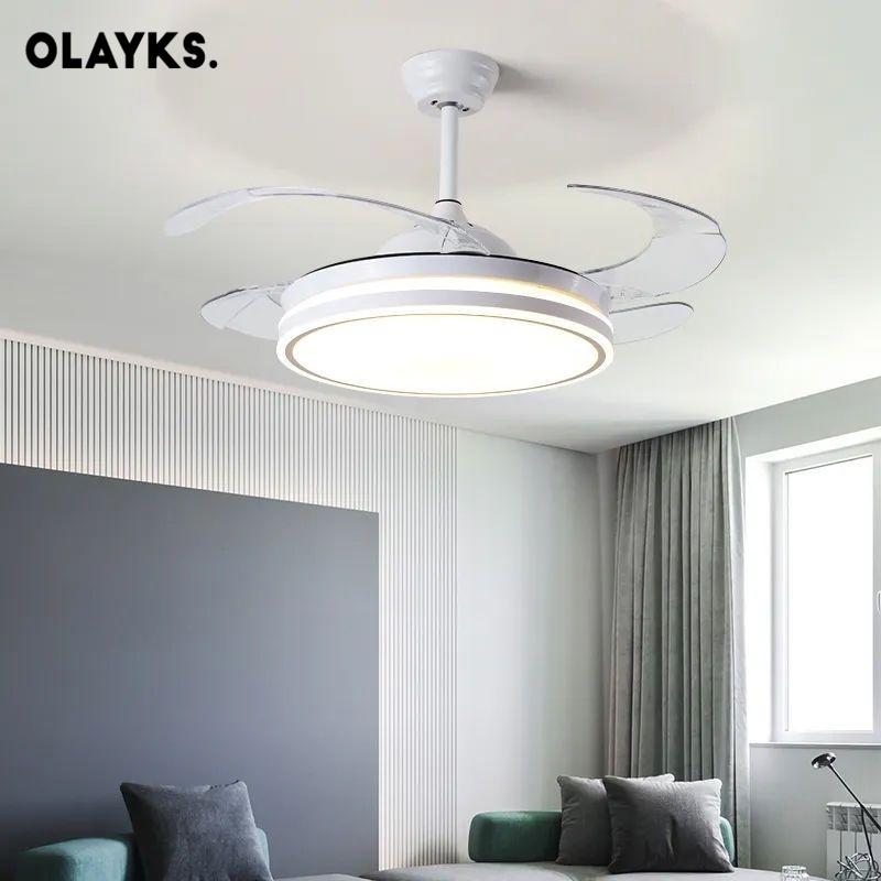 Quạt điện Đèn quạt vô hình Phòng khách Phòng ngủ hiện đại Quạt đơn giản Đèn quạt treo cái quạt