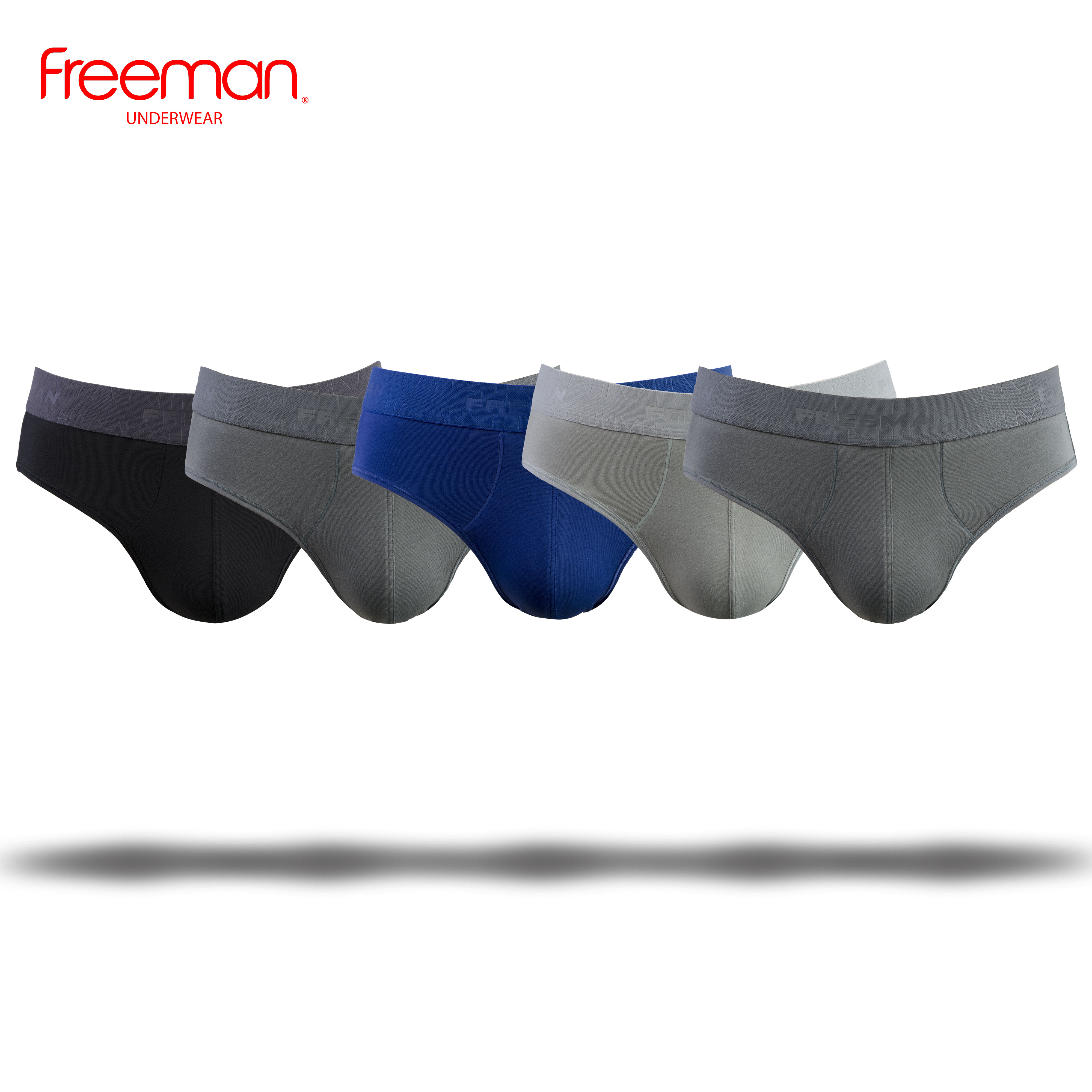 Combo 5 Quần lót nam Free Man chất liệu cotton spandex thấm hút mồ hôi tốt, thiết kế lưng bản lớn trẻ trung 6057