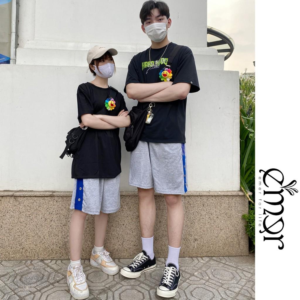 Quần Short Nam Nữ Thể Thao Ống Rộng Cạp Cao 3 Sọc Unisex E'mer, Quần Đùi Nam Nữ Mặc Nhà Đi Biển Cao Cấp Chất Thun Nỉ Đẹp