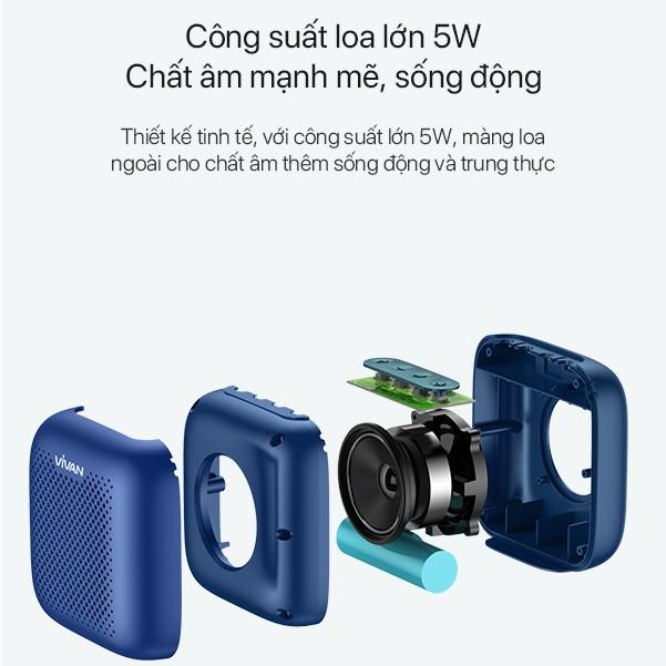 Loa Bluetooth TWS 5.0 VIVAN Chống Nước IPX5, Công Suất 5W, Dung Lương Pin 1800mAh Nghe Nhạc Cực Đã - Hàng Chính Hãng