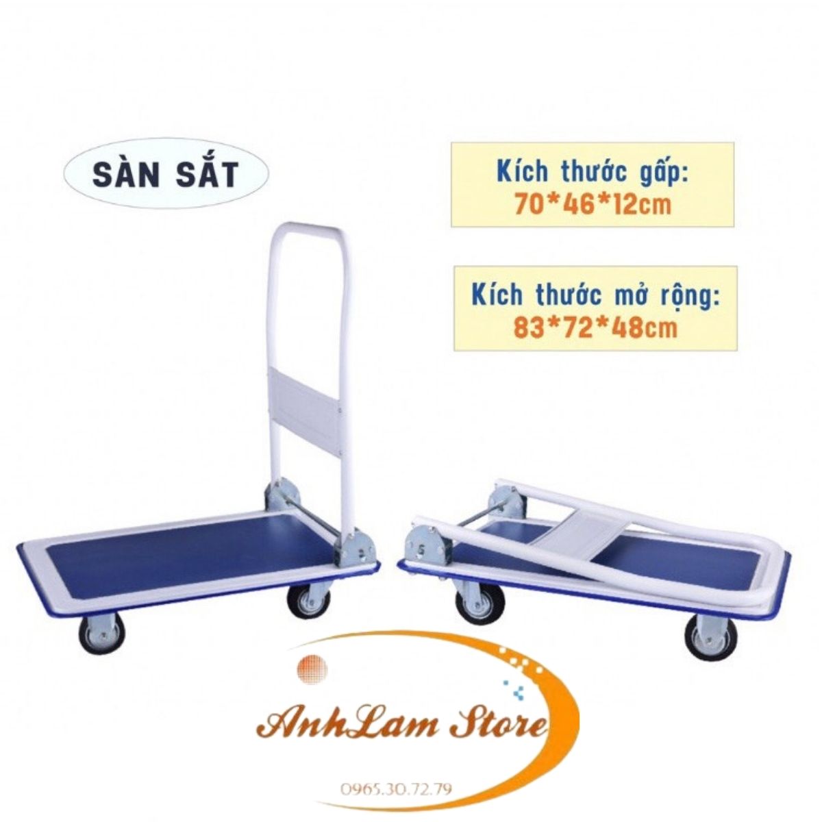 Xe Đẩy Hàng, Xe Kéo Hàng gấp gọn ANHLAM trọng lượng lớn 150kg - 300kg