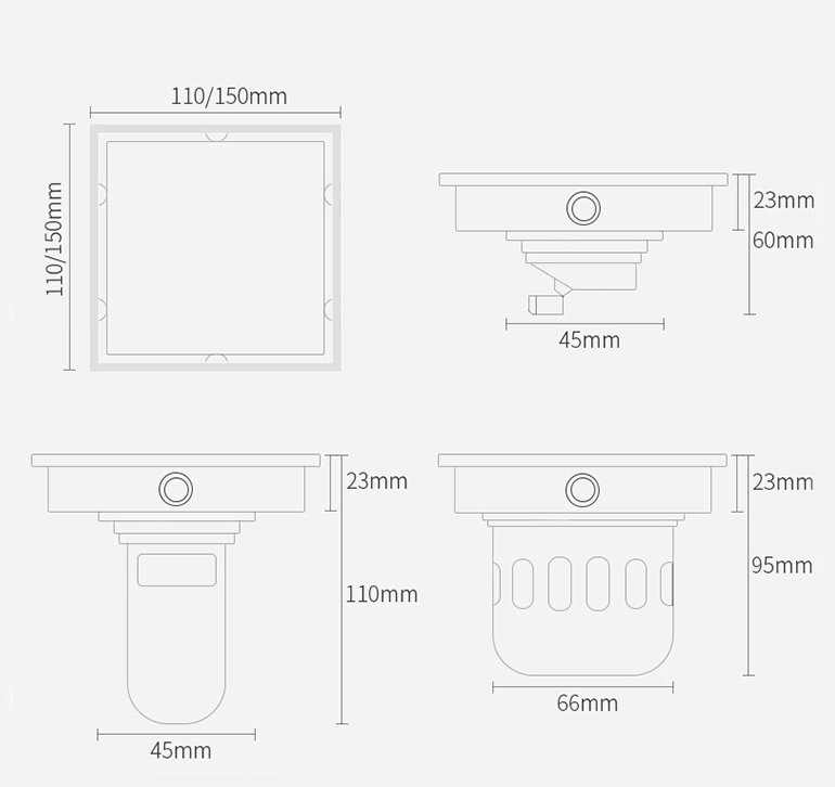 Thoát sàn chống mùi nhà vệ sinh - Loại Lát Đá - inox SUS304 chống rỉ