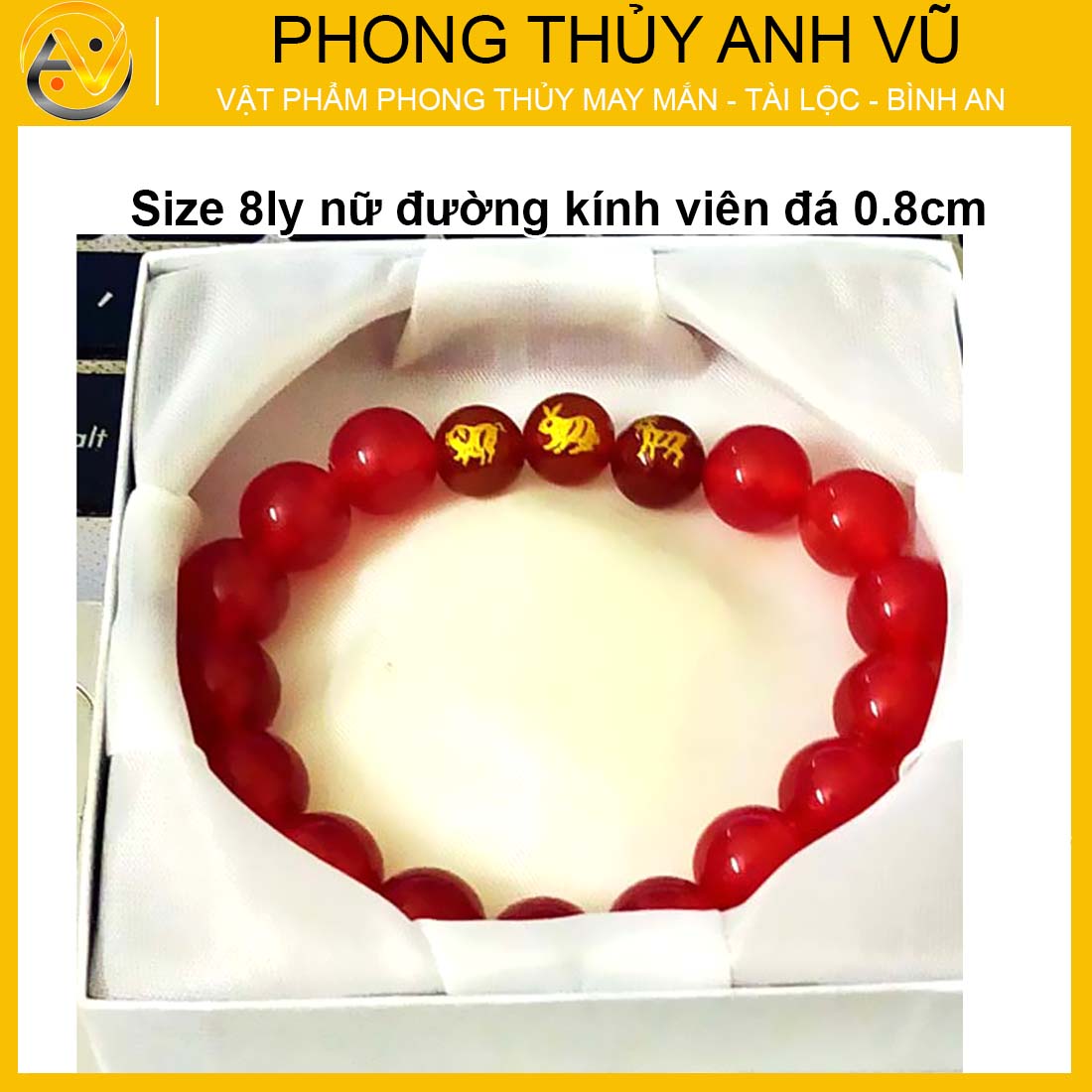 Vòng tay 12 con giáp hợi mão mùi đã khai quang - chất liệu mã não đỏ tự nhiên - size 8 10 12ly - may mắn tài lộc - Vòng Tam Hợp Anh Vũ
