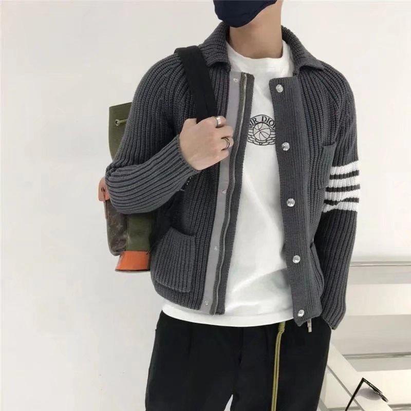 Áo Khoác Len Cardigan Kẻ Sọc Dáng Ôm Dễ Phối Đồ Thời Trang Mùa Đông Cho Nam Size M-3XL