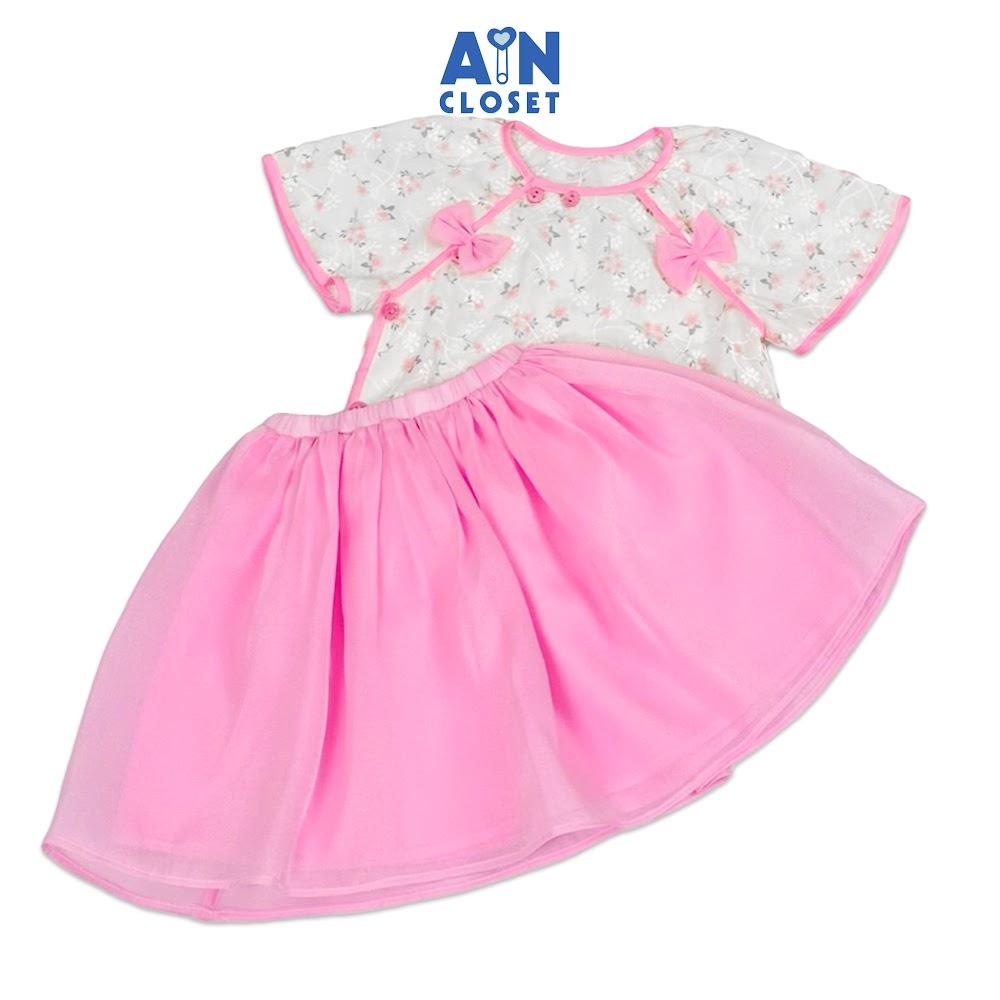 Set Áo váy Dân Quốc bé gái họa tiết hoa Mariee Tiểu Thư hồng phấn. - AICDBG7FPD4J - AIN Closet