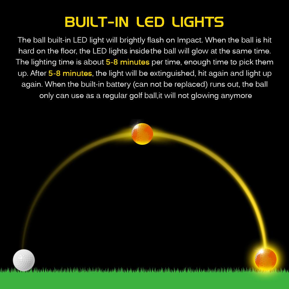 2 cái LED Bóng Golf Phát Sáng Bóng Đêm LED Bóng Golf Bóng Golf Phát Sáng