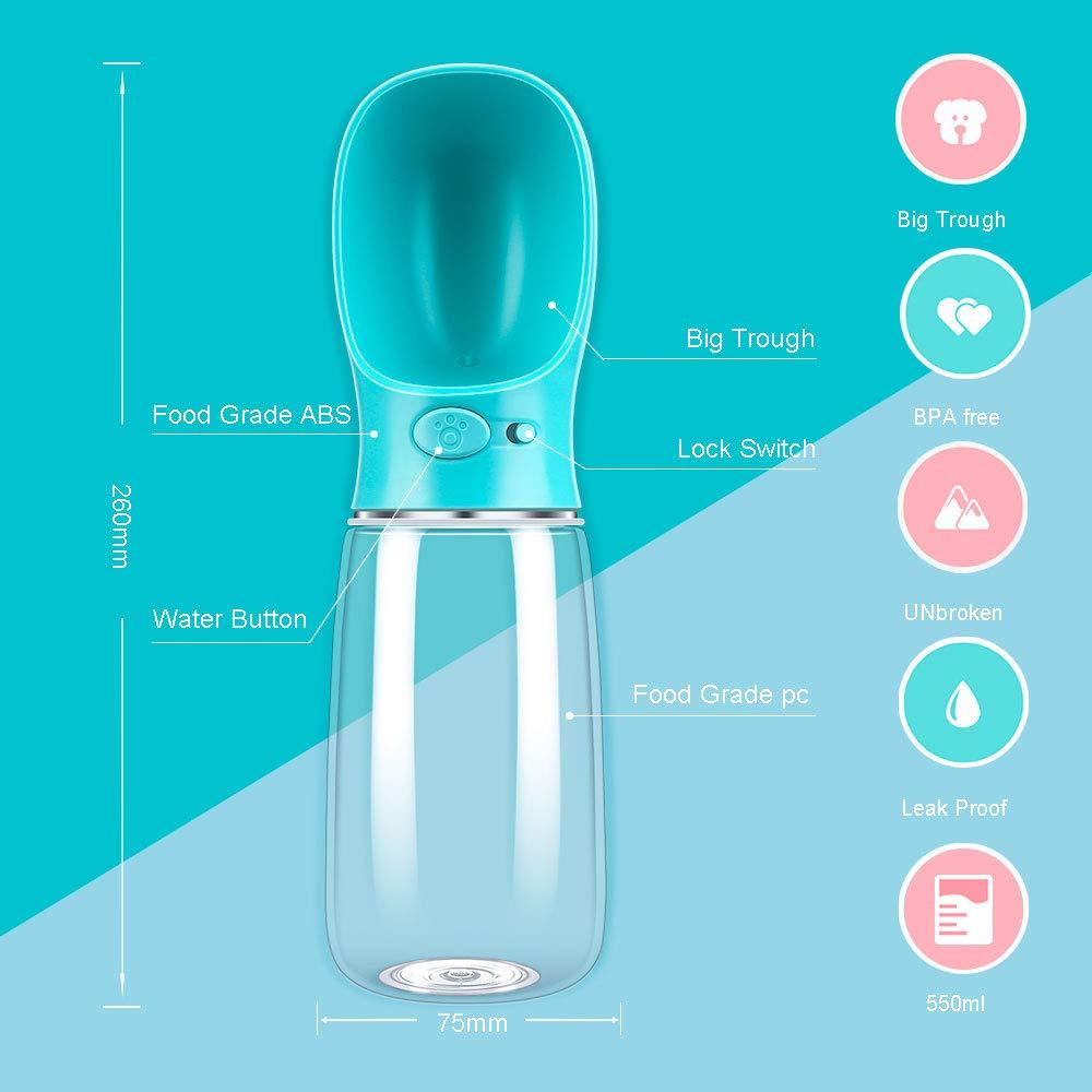 Chai nước cho chó, 550ml bầu cho chó đi dạo, nhà phân phối nước máy tính xách tay cho chó và mèo, cho vật nuôi ngoài trời, đi bộ đường dài, chuyến đi, cắm trại
