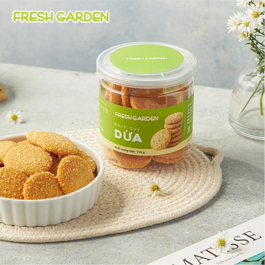 Bánh Quy Dừa Ăn Vặt FRESH GARDEN Vị Dừa Thơm Ngon 100% Nguyên Liệu Sạch Hộp 110G