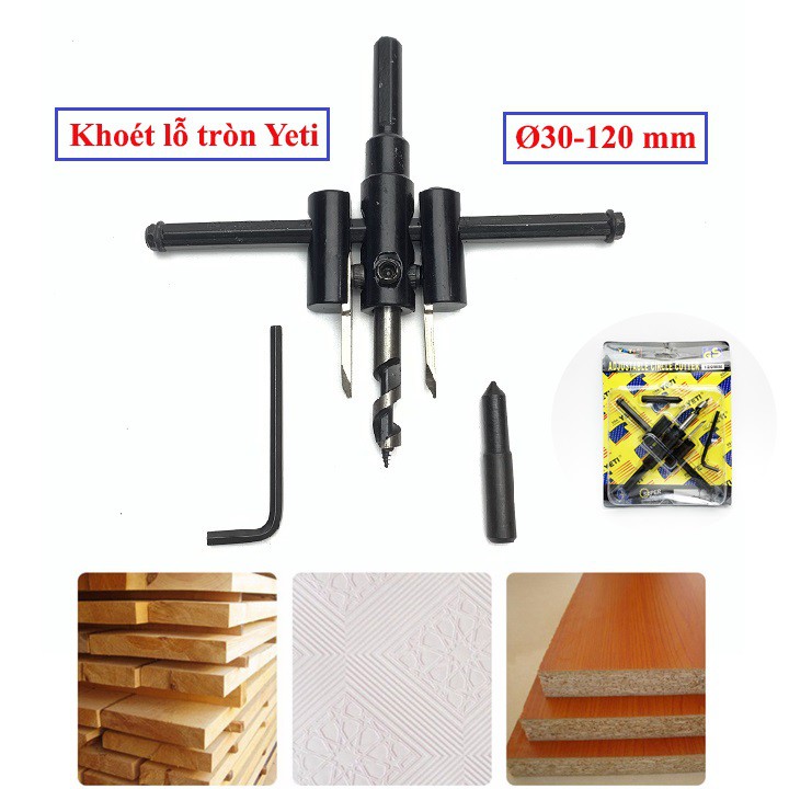 Bộ khoét lỗ đường kính 30-120mm, lưỡi hợp kim cacbua Vonfram siêu cứng, sắc, bền- Chịu mài mòn tốt