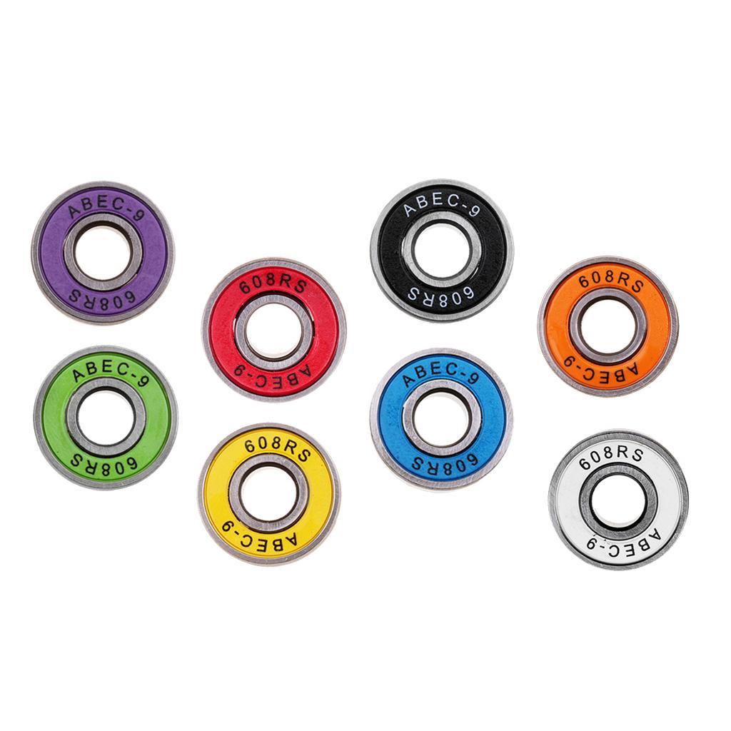 40pcs Frictionless Abec 9 Skateboard Roller Skate Bearings 608-RS 8x22x7mm