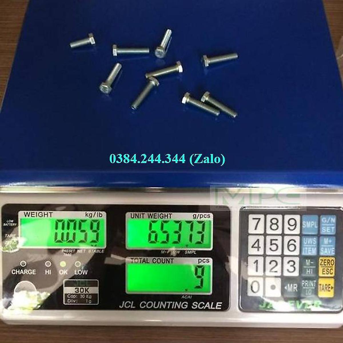 Bộ sản phẩm cân cảnh báo đèn còi gồm Cân điện tử đếm Jadever JCL, Mức cân 15kg, độ chia 0.5g và đèn 3 màu HILOOK