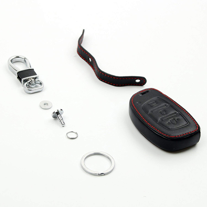 Hình ảnh Bao da chìa khóa xe Hyundai Tucson, Elantra, I10 bản chìa thông minh - kèm móc khóa