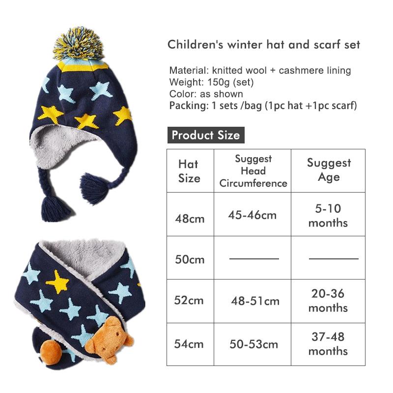 Dễ Thương Cotton Dệt Kim Mũ Len Cho Bé Quốc Dày Ấm Bé Gái Bé Trai Mũ Bò Mùa Đông Tai Ấm Áp Trẻ Em Bonnet trẻ Em Khăn Mũ Bộ
