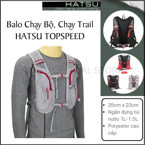 Áo vest Balo chạy bộ, Chạy Trail chuyên dụng HATSU TOPSPEED | Dung Tích Đựng Đồ 5L