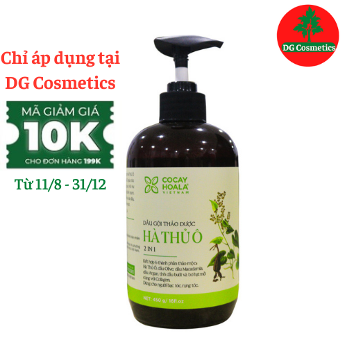 Dầu Gội Hà Thủ Ô Gội Xả 2 In 1 Cocayhoala Giảm Rụng Tóc - Đen Tóc - Chậm Quá Trình Bạc Tóc - Phục Hồi Tóc, Chai 450g