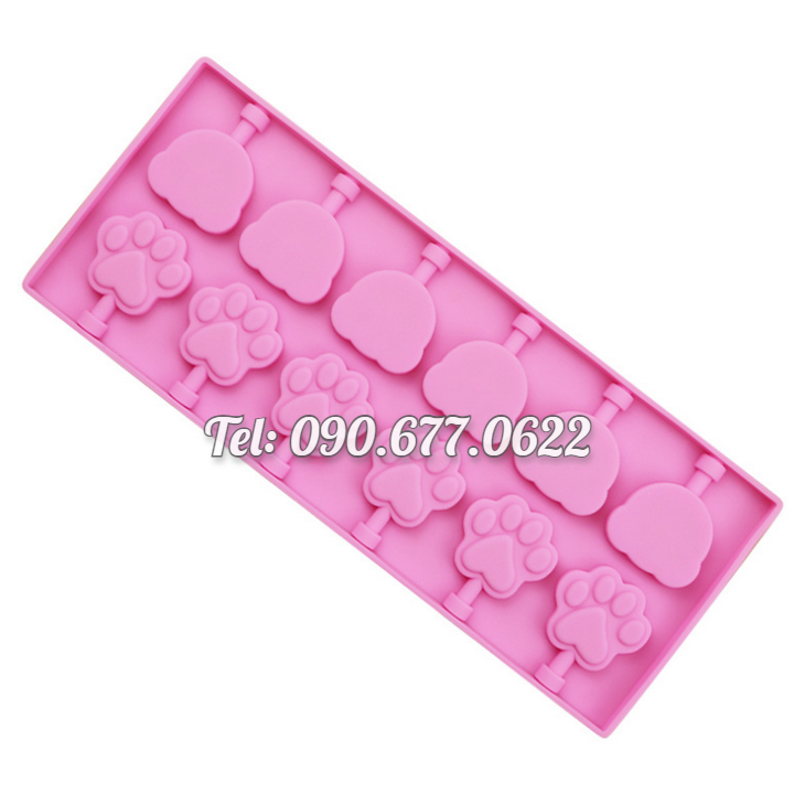 Khuôn silicone làm rau câu, kẹo mút, socola 12 chân gấu - Mã số 1359