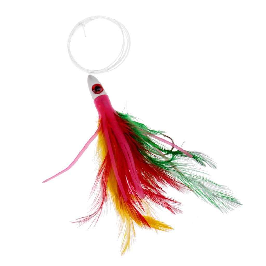2 Pieces Bionic Jigs Head Lure 14cm Fishing Spoon Squid Skirt Soft Lure Tuna