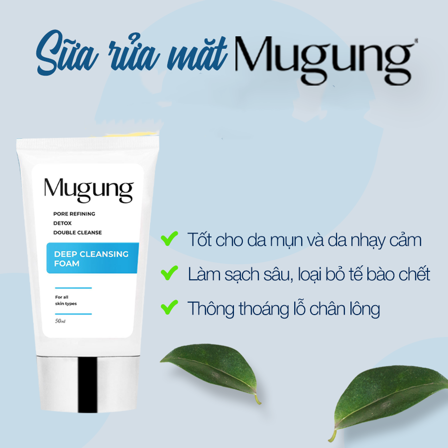 Combo ngăn ngừa mụn Mugung gồm Sữa rửa mặt và Serum Acne Treatment không bong da bí quyết sạch bay mụn thâm,mụn bọc,mụn trứng cá, dành cho mọi loại da 15ml và 15gram