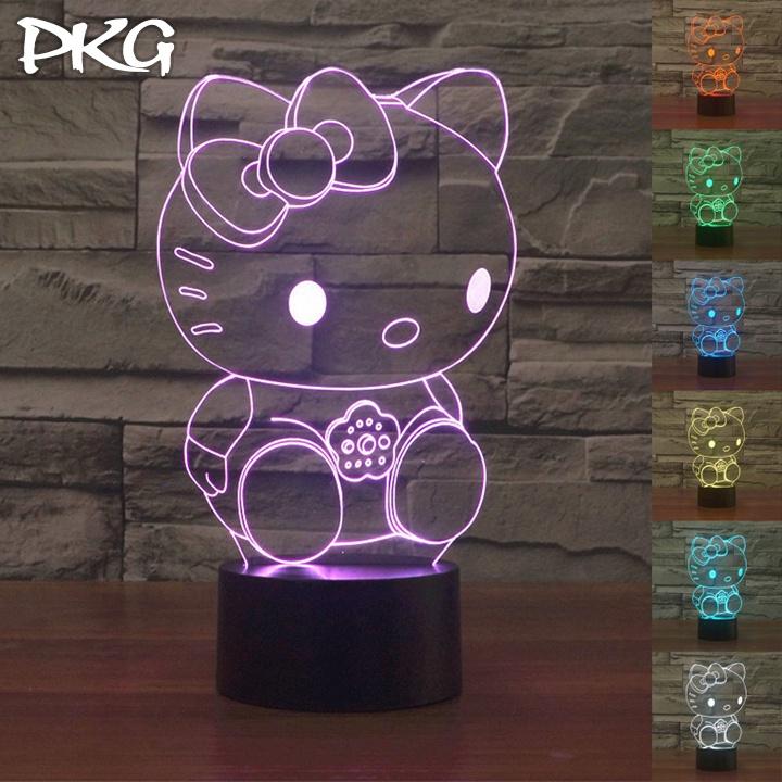 Đèn Ngủ Led 3D Hello Kitty Quà Tặng Ngộ Nghĩnh nháy sáng 16 màu