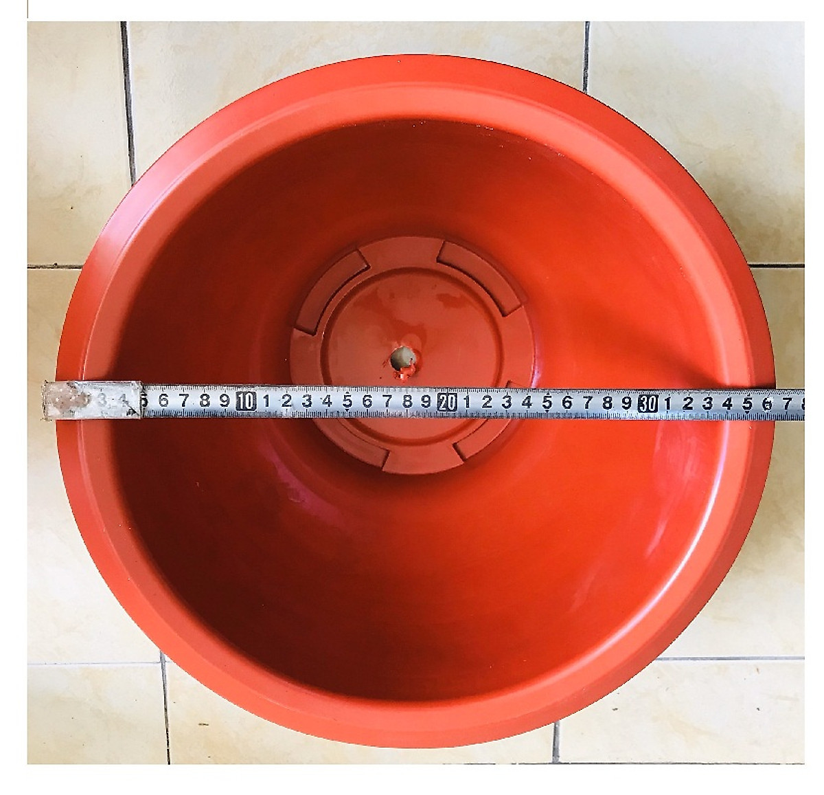 Combo 5 Chậu Nhựa Trồng Cây Màu Đỏ Hoa Văn Trống Đồng T38 KT 37x19