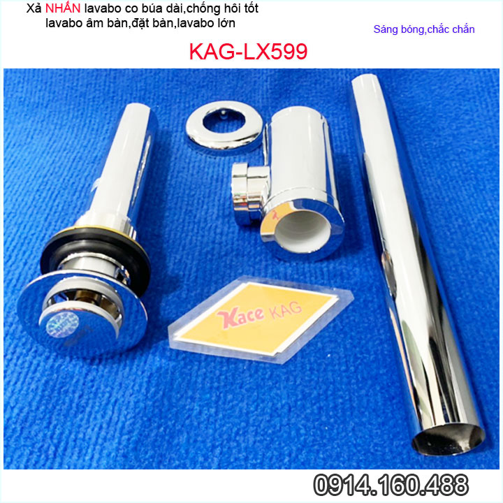 Xả lavabo KAG-LX599 Korea, bộ xả bồn rửa mặt co búa cao cấp inox dày sáng bóng thoát nhanh chống hôi tốt