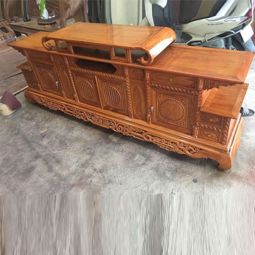 Kệ Để Tivi Gỗ Gỏ Đỏ Hiện Đại 2m4 Nội Thất