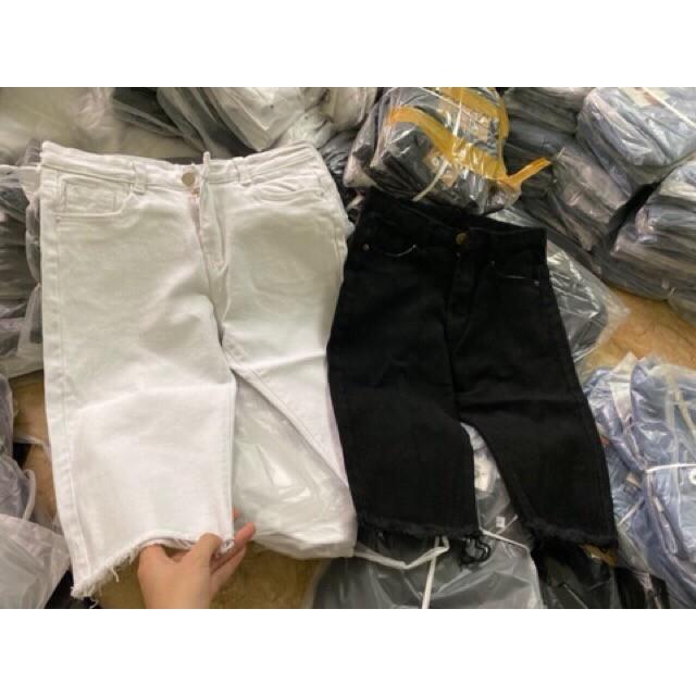 Quần ngố jean trắng đen QJ103
