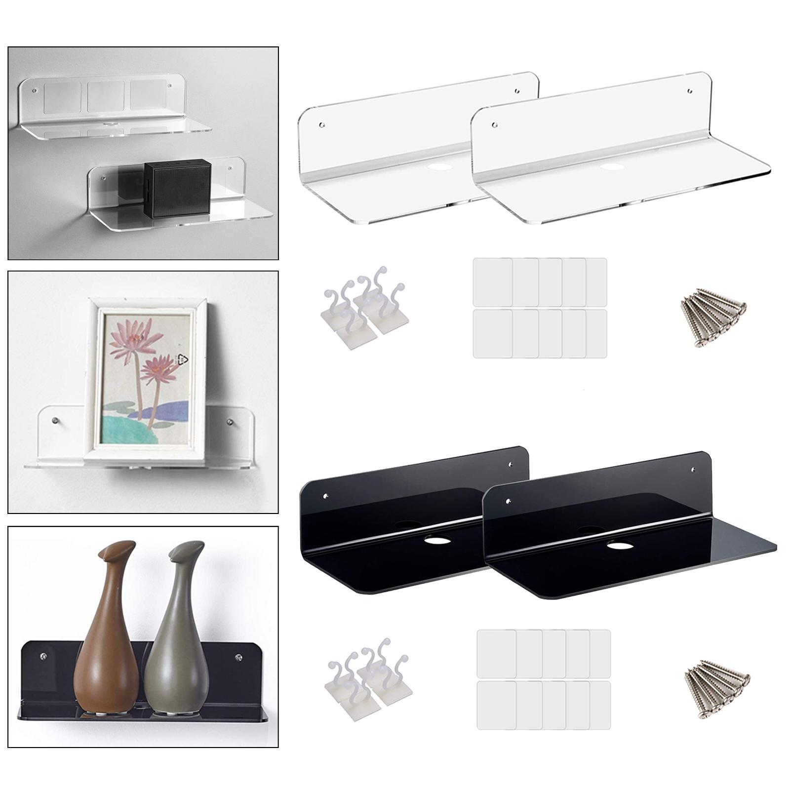 2x Acrylic Floating Wall Rack Small Display Shelf for  Speaker Clear New