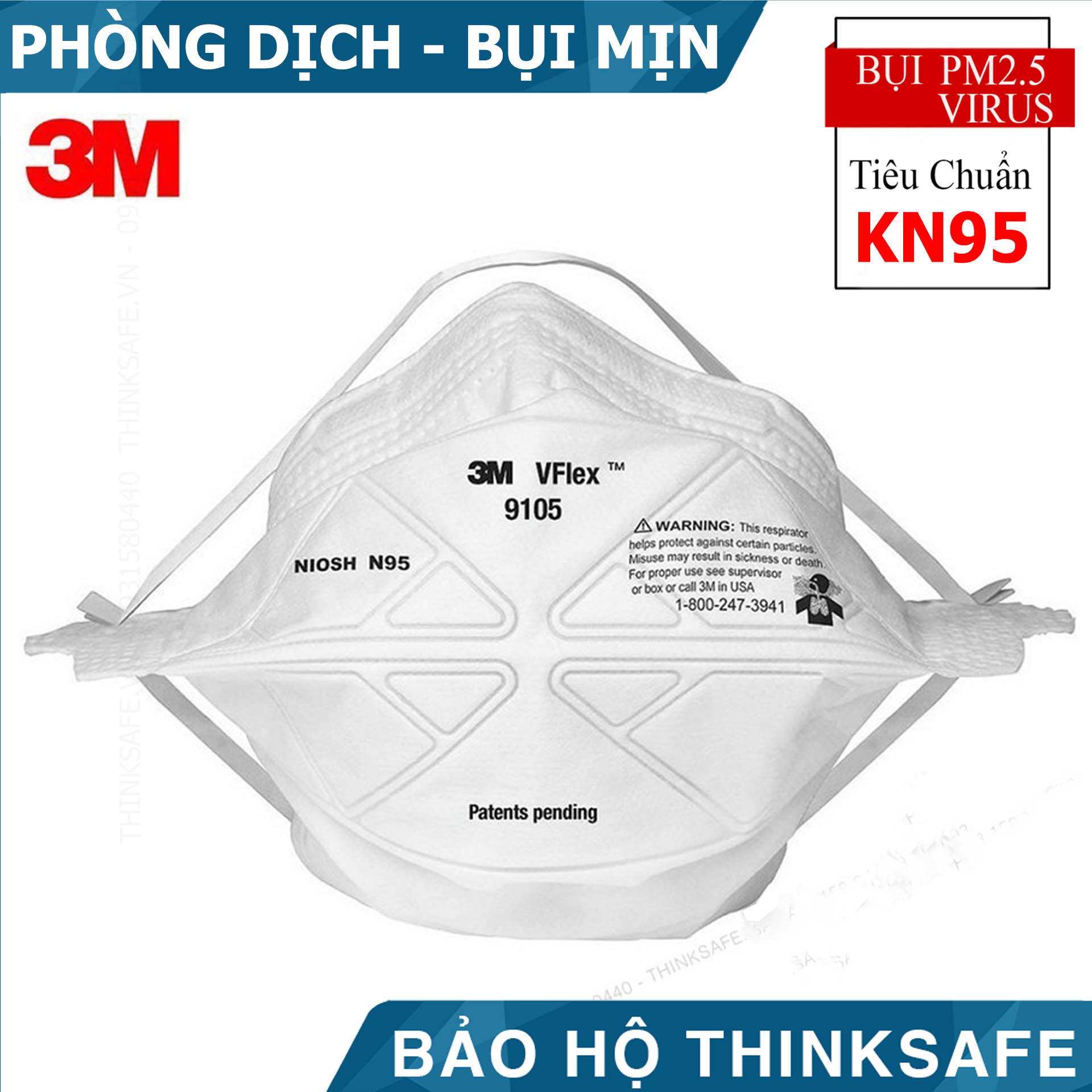 Khẩu trang N95 3M 9105, khẩu trang 3D Mask đạt tiêu chuẩn N95