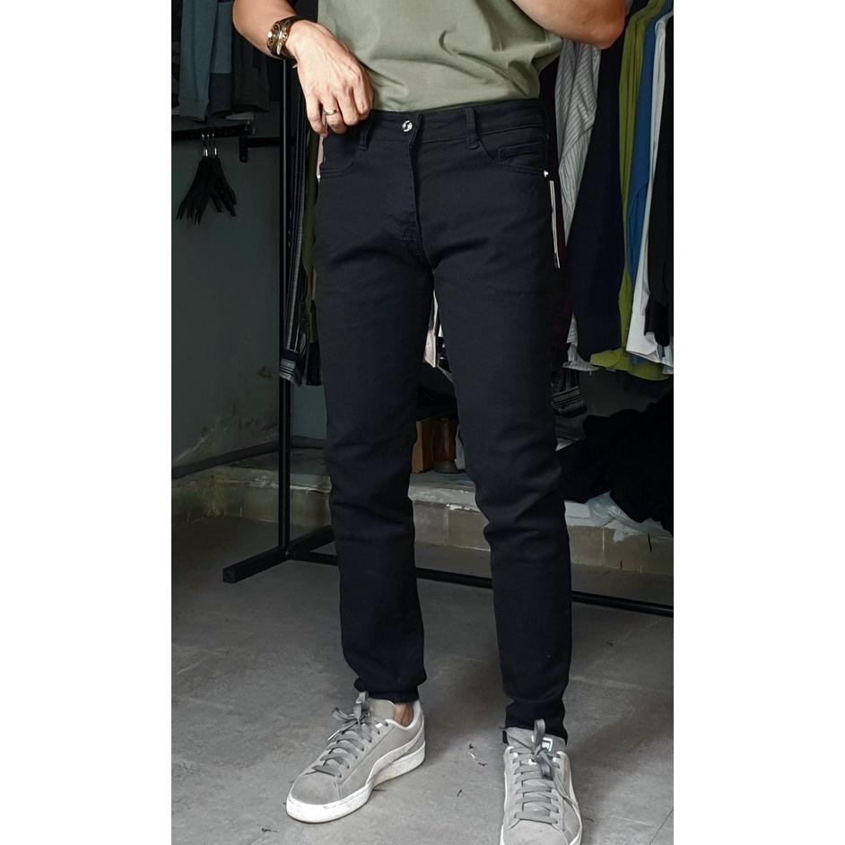 Quần jean nam đen trơn LB co giãn, jean cotton cao cấp, co giãn, mềm mịn không ra màu