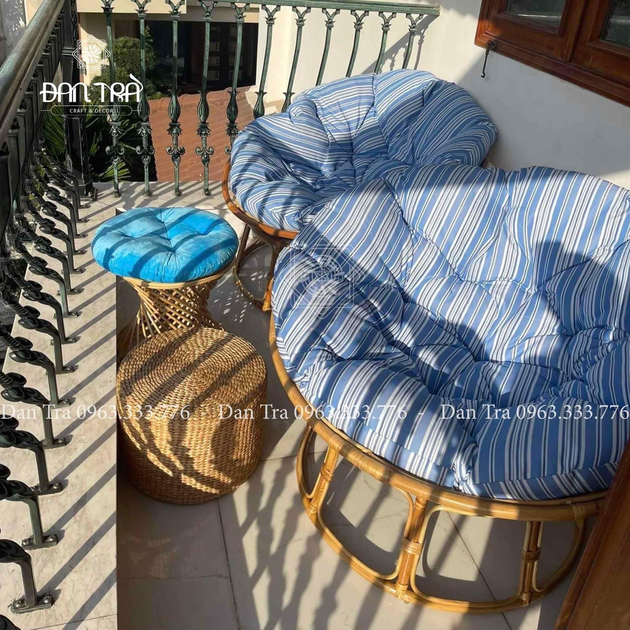 Ghế Mây Lười Đọc Sách- Ghế Mây Papasan 1M2 Kèm Nệm Nhung Cao Cấp To Thoải Mái -Ghế Mây Lười Thư Giãn Đan Trà- Ghế Mây  Thư Giãn Đọc Sách- Nội Thất Mây Tre Đan Trà ( Được Chọn Màu Nệm)