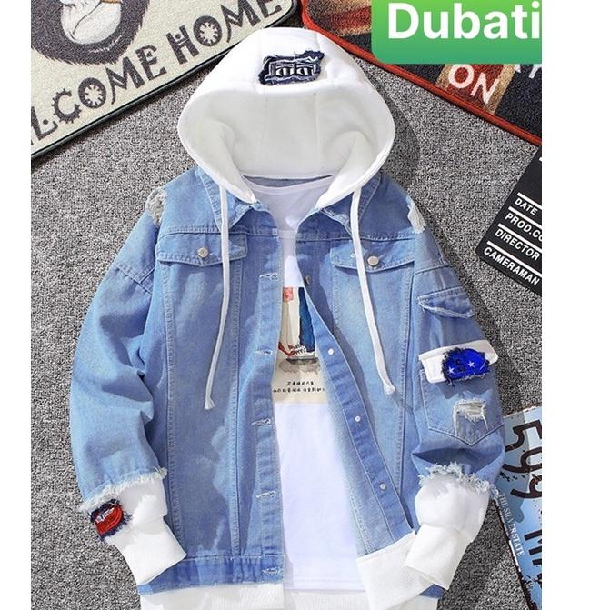 ÁO KHOÁC JEAN NAM NỮ UNISEX CHẤT BÒ CÓ NÓN XANH BIỂN HOT NHẤT HIỆN NAY HÀN QUỐC - DUBATI FASHION