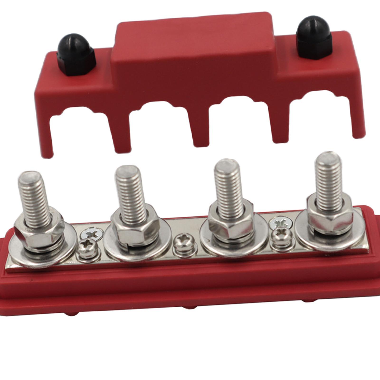 4 Stud Power Distribution Block with Cover Accessories Bus Bar Pair Fit for Marine Automotive
