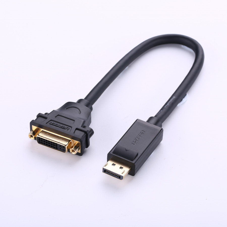 Cáp chuyển đổi DisplayPort (20 pin) cổng đực sang DVI-I (24+5) cổng cái dài 15CM UGREEN 20405 - Hàng chính hãng