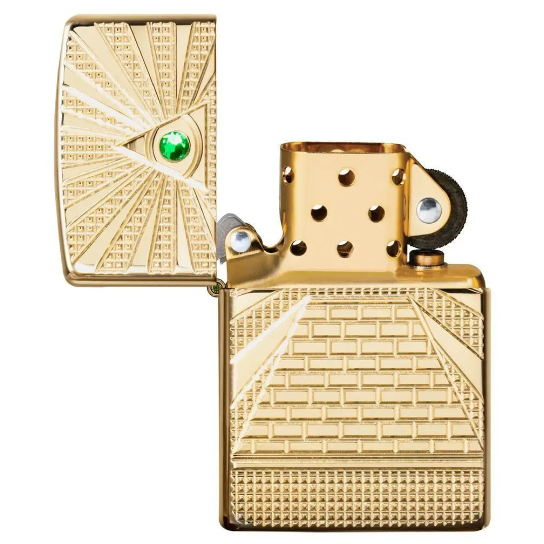 Bật lửa Zippo 49060 Armor Eye of Providence Design - Dòng Vỏ Dày Mạ Vàng Đính Đá Pha Lê Chính Hãng Mỹ, Chạm Khắc Sâu Cao Cấp