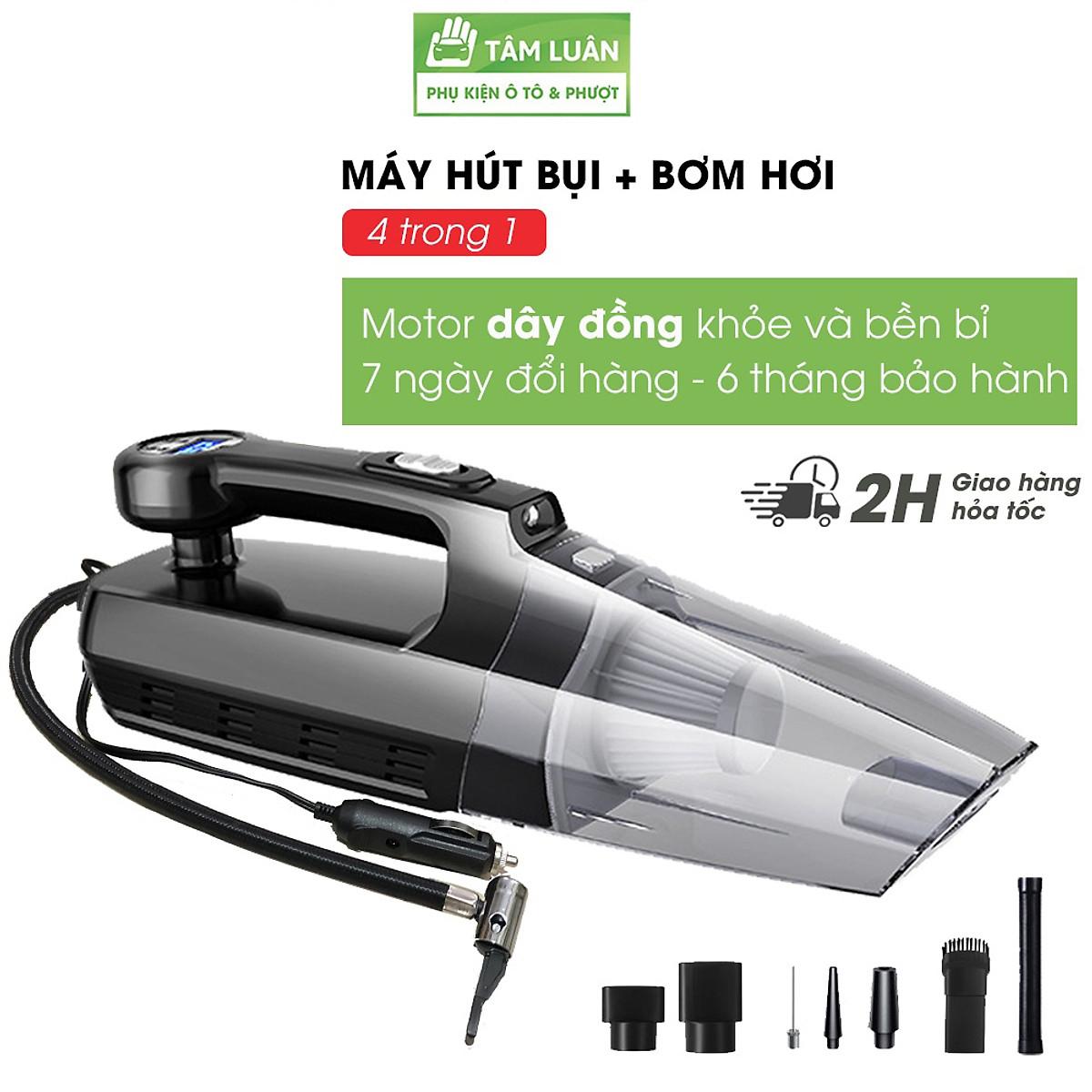 Máy hút bụi kèm máy bơm lốp ô tô máy bơm lốp ô tô 12V có đèn pin