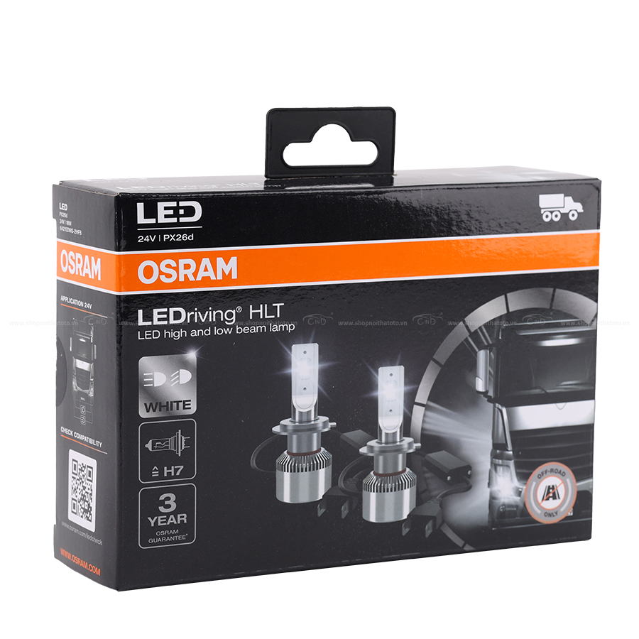 Combo 2 Bóng Đèn Led HLT OSRAM H7 64215DWS 24V 18W