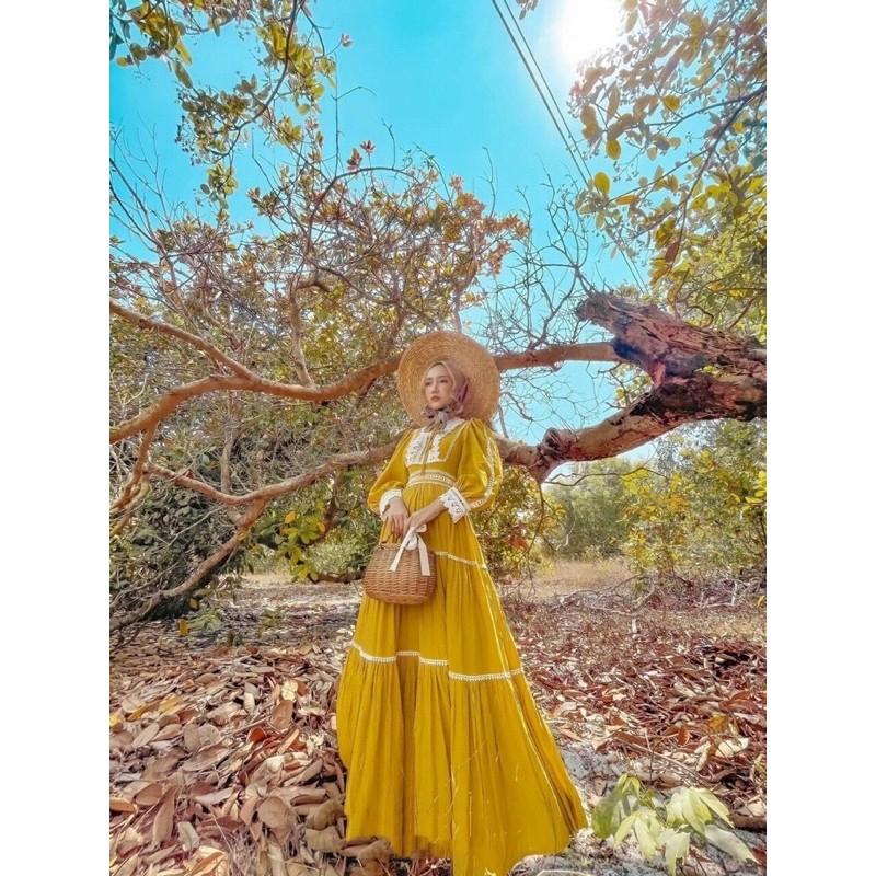 Đầm maxi vàng