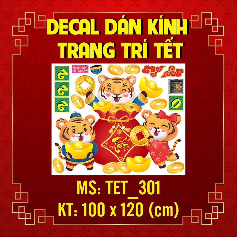 DECAL TRANG TRÍ TẾT NGUYÊN ĐÁN 2022 BA CHÚ HỔ ĐÓN LỘC ĐẦU NĂM