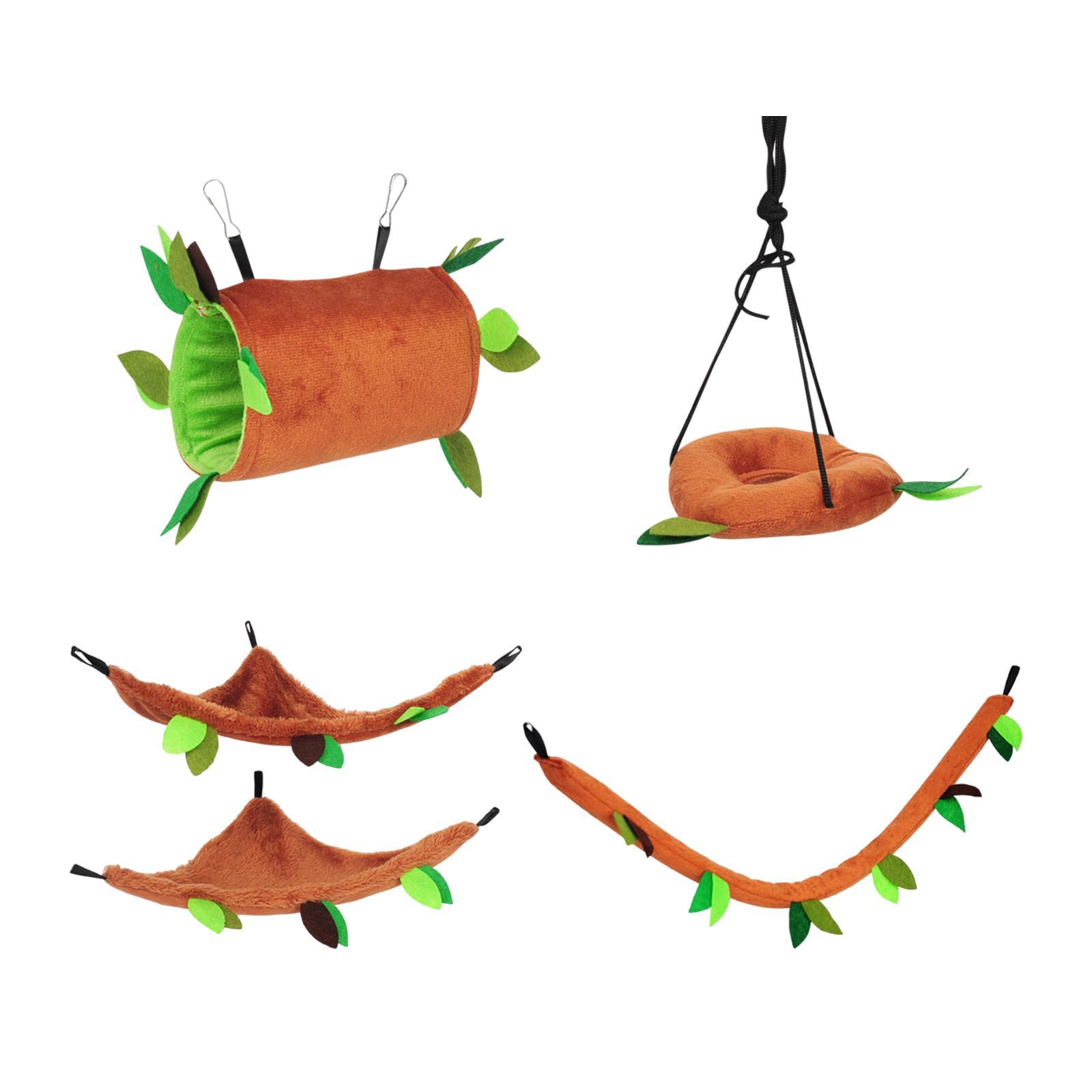 Plush Hamster Hammock Leaf Hanging Tunnel Cage for Ferret Squirrel Parrot