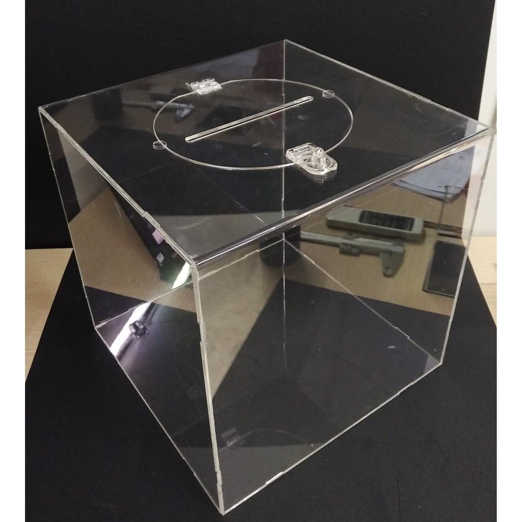 Acrylic Thùng phiếu mica, hòm thư mica, thùng thư mica, thùng bốc thăm mica, tặng ổ khóa, Nhiều kích thước