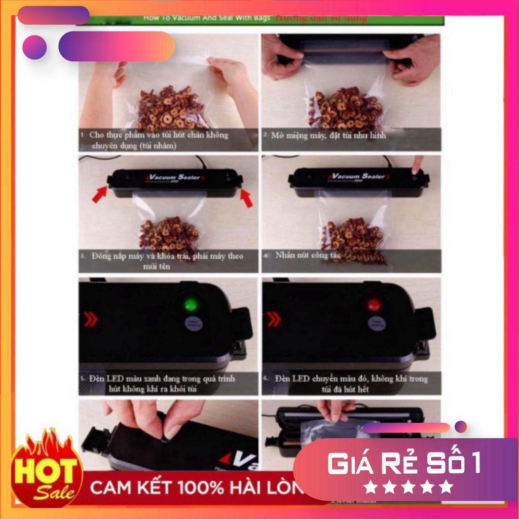 Máy Hút Chân Không Thực Phẩm Kèm Hàn Miệng Túi Vacuum Sealer ( tặng 10 túi hút ) BBZ Store