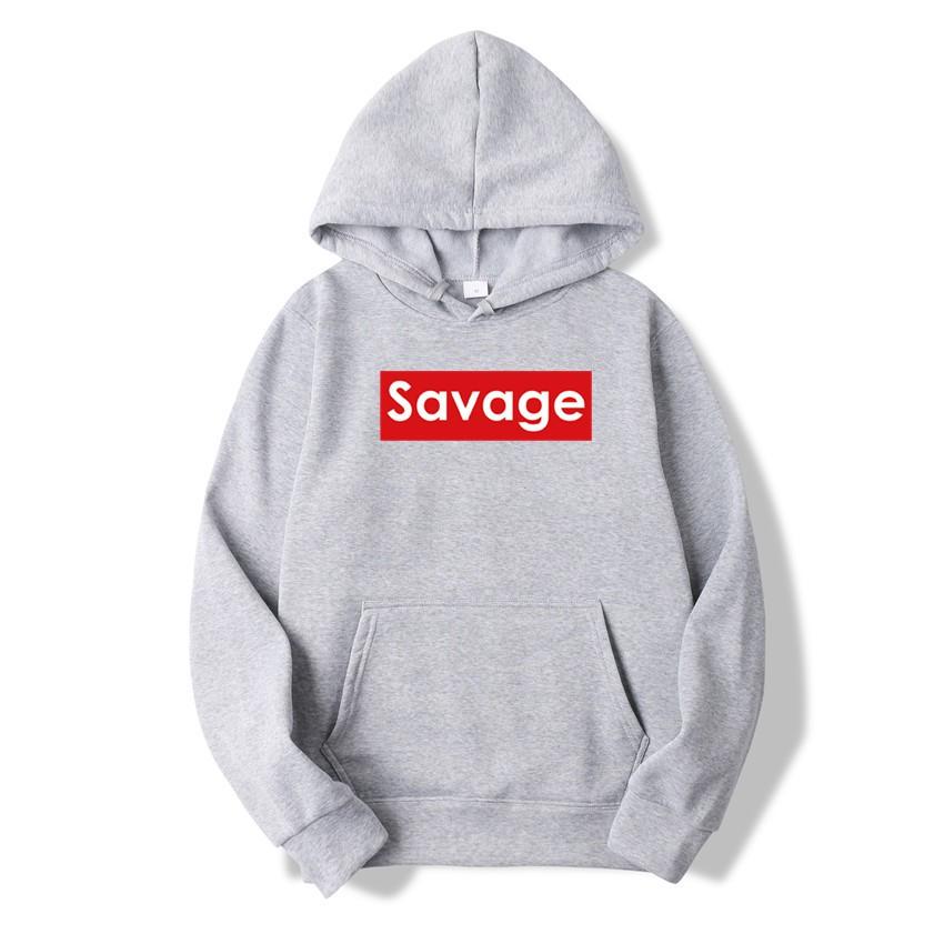 Áo hoodie nỉ phù hợp cho cả  nam-nữ in chữ SAVAGE