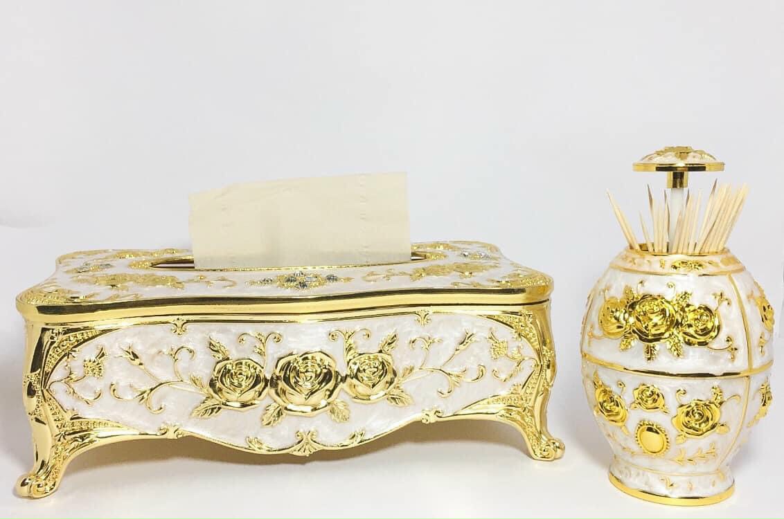 Hộp đựng giấy kèm gạt tàn, lọ tăm, hộp đựng trà - Decor trang trí để bàn