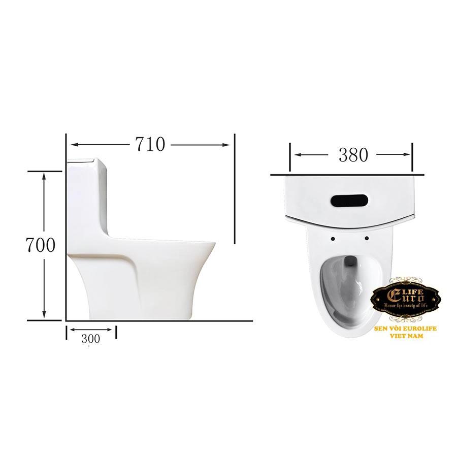 Bồn cầu 1 khối men sứ Nano tuyết, nắp đóng êm Eurolife EL-BC262