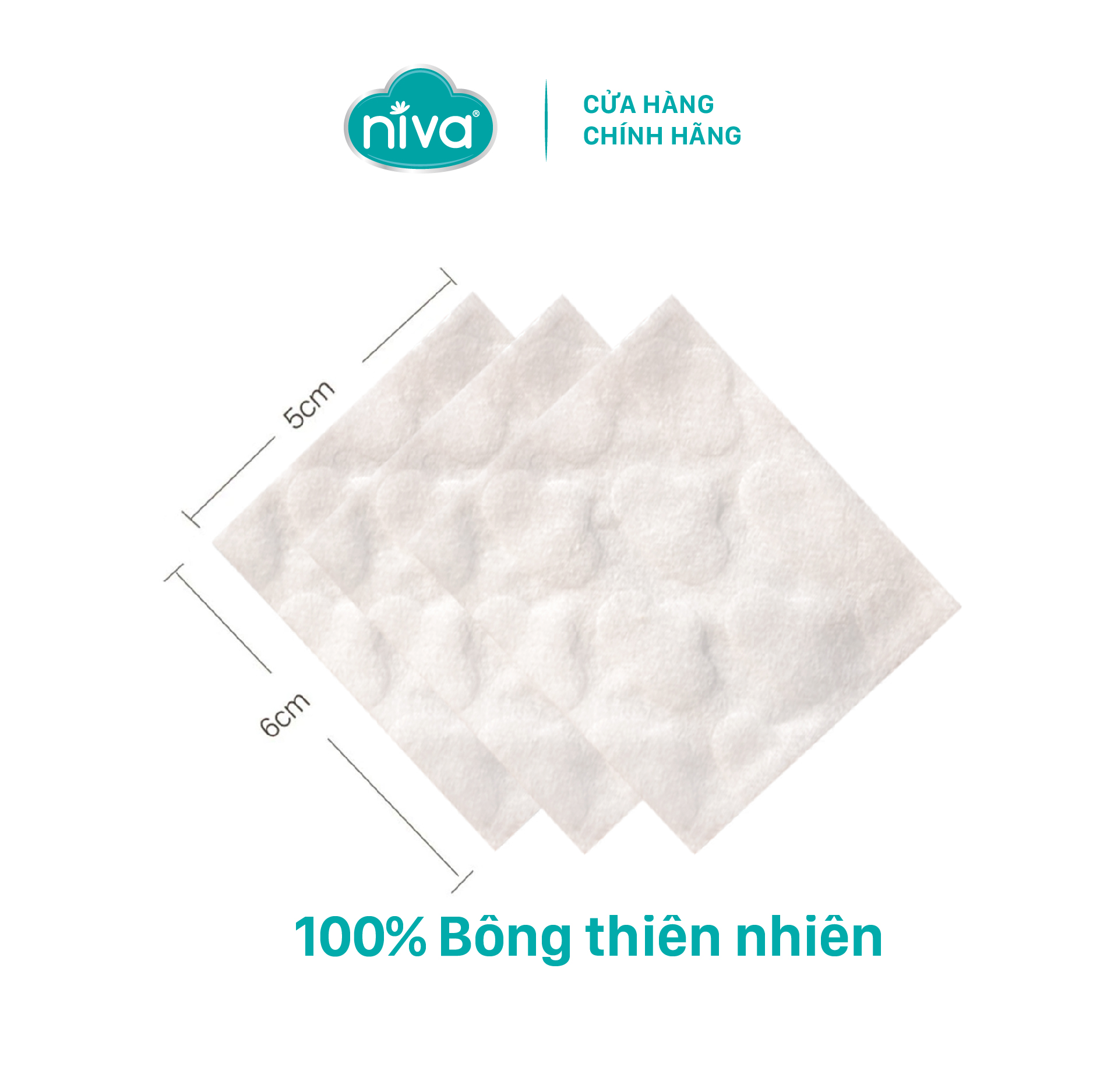 COMBO 02 Bông Tẩy Trang Vuông Niva CP1 Cao Cấp Bông Tự Nhiên, Công Nghệ Kháng Khuẩn An Toàn Cho Da Dầu Mụn Nhạy Cảm