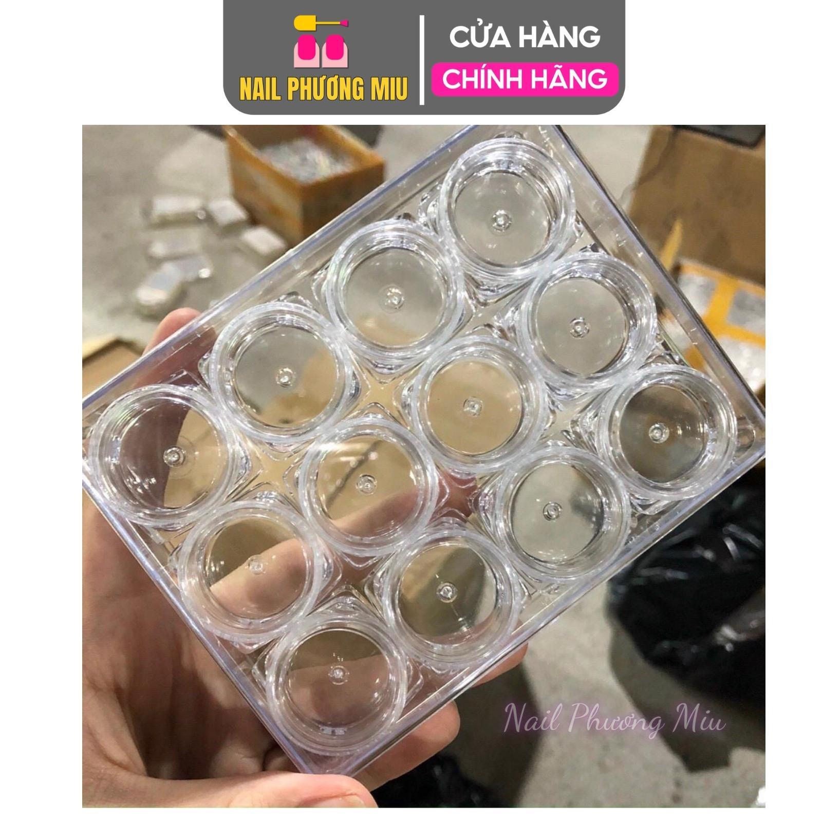 Khay Đựng Xà Cừ Làm Nail 12 Ô Bằng Nhựa Cứng Tiện Lợi Để Đựng Charm Nail Cho Thợ Nail, Thiết Kế Gọn Gàng, Dễ Sử Dụng