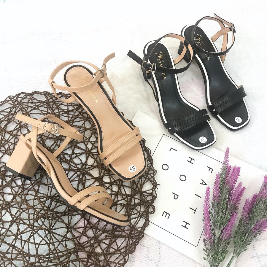 Sandal nữ quai ngang phối mica đế 5cm thời trang cao cấp-S56